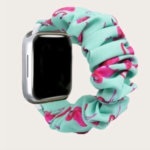 Flamingo Pattern Scrunchie Apple Watch Band